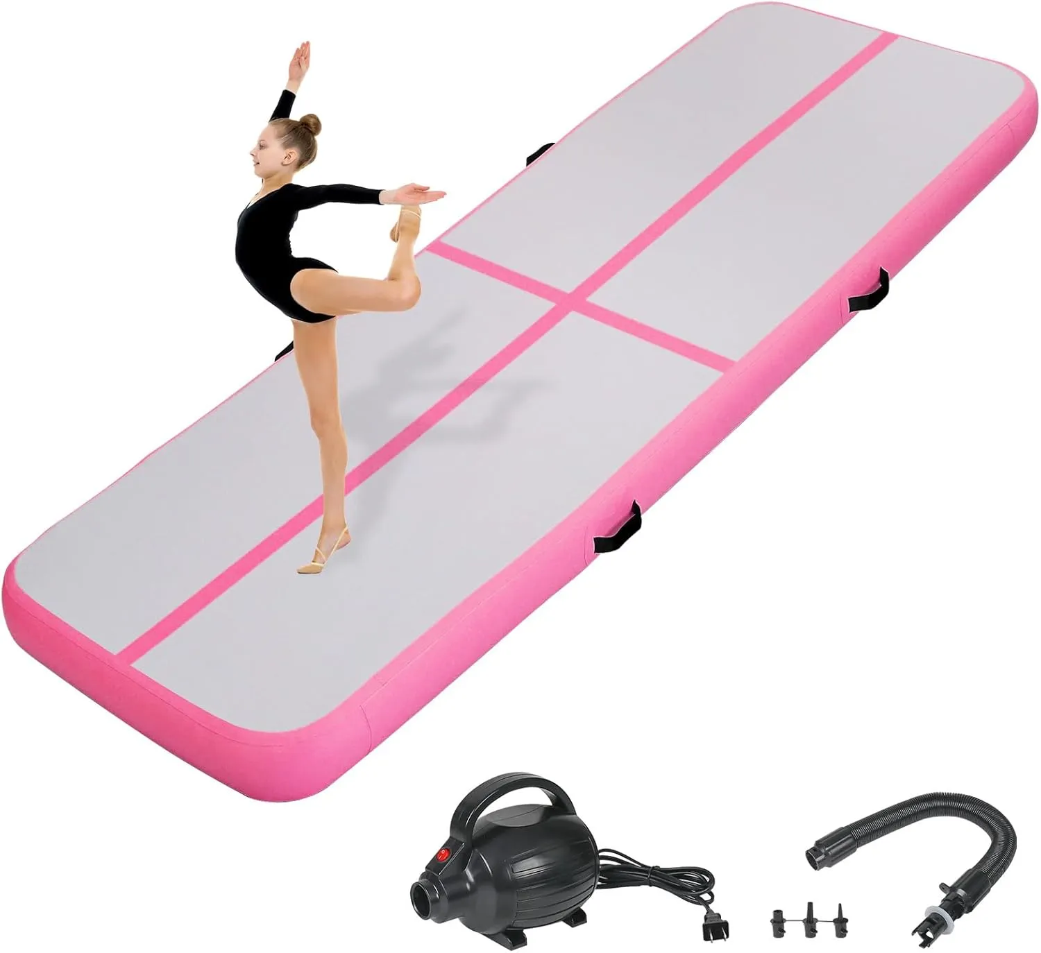Inflatable Gymnastics Air Tumbling Track Mat 6ft 10ft 13ft 16ft 20ft, Air Tumble Track Mat with Electric Air Pump for Kids Adults Home Outdoor Training Cheerleader Yoga Water Park