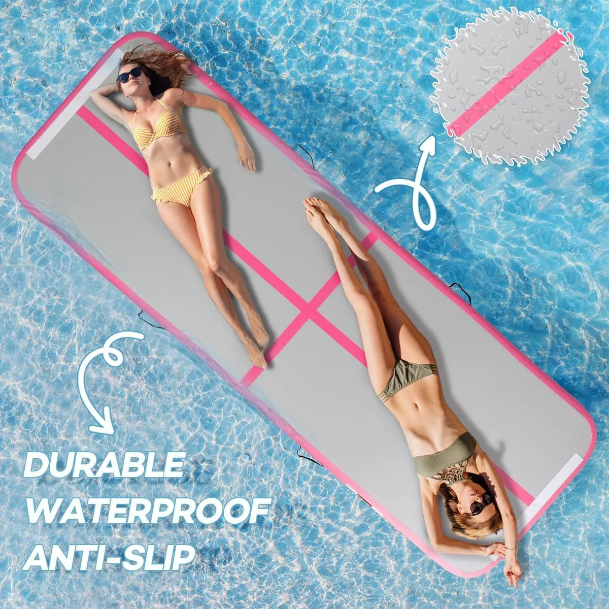 Inflatable Gymnastics Air Tumbling Track Mat 6ft 10ft 13ft 16ft 20ft, Air Tumble Track Mat with Electric Air Pump for Kids Adults Home Outdoor Training Cheerleader Yoga Water Park