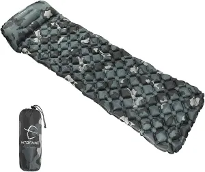 Inflatable Sleeping Pad TPU Camping Mat Insulated Portable with Built-in Pump and Pillow for Tent Hiking Car Traveling Backpacking Camouflage (Color : Camouflage 1) (Camouflage 1)
