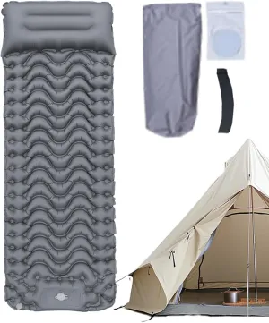 ing Mattress,Inflatable Mattress ing Mat with Pillow - Foldable Portable Sleep Mat with Built-in Foot Pump Compact Gear for Travel Fishing Hiking