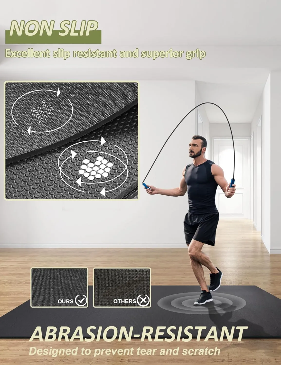 innhom Large Exercise Mat 7'x5'/8'x6'/9'x6'/10'x6' Workout Mat Gym Flooring for Home Gym Mats Exercise Mats for Home Workout Thick Floor Mat for Fitness