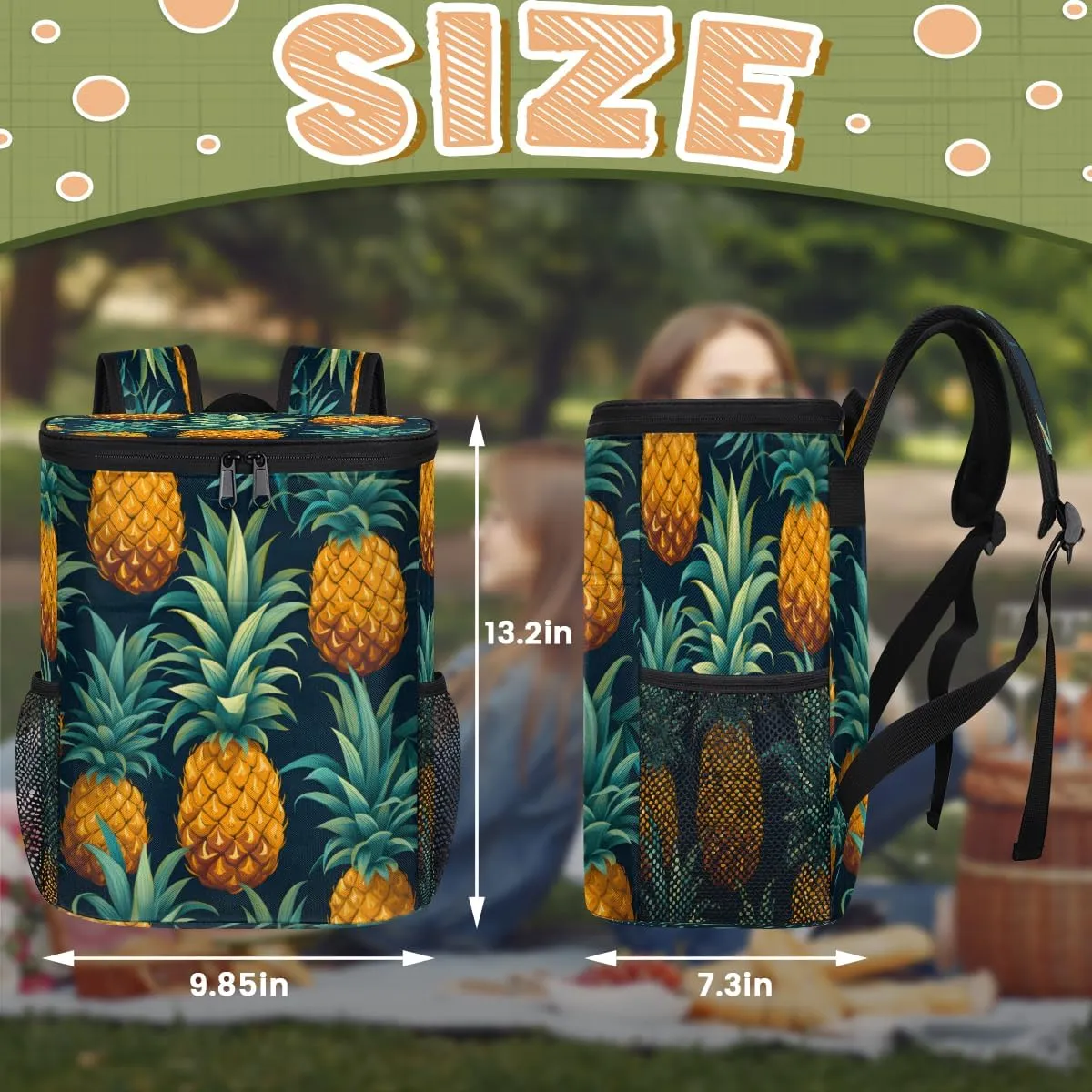 Insulated Cooler Backpack Pink Lemon Flower Ice Chest Backpack Lightweight Cooler Bag Waterproof