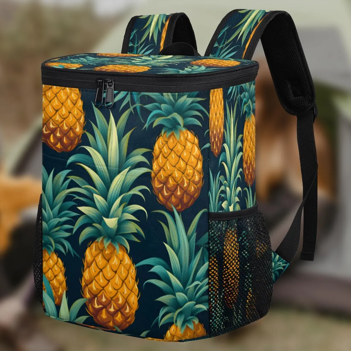 Insulated Cooler Backpack Pink Lemon Flower Ice Chest Backpack Lightweight Cooler Bag Waterproof