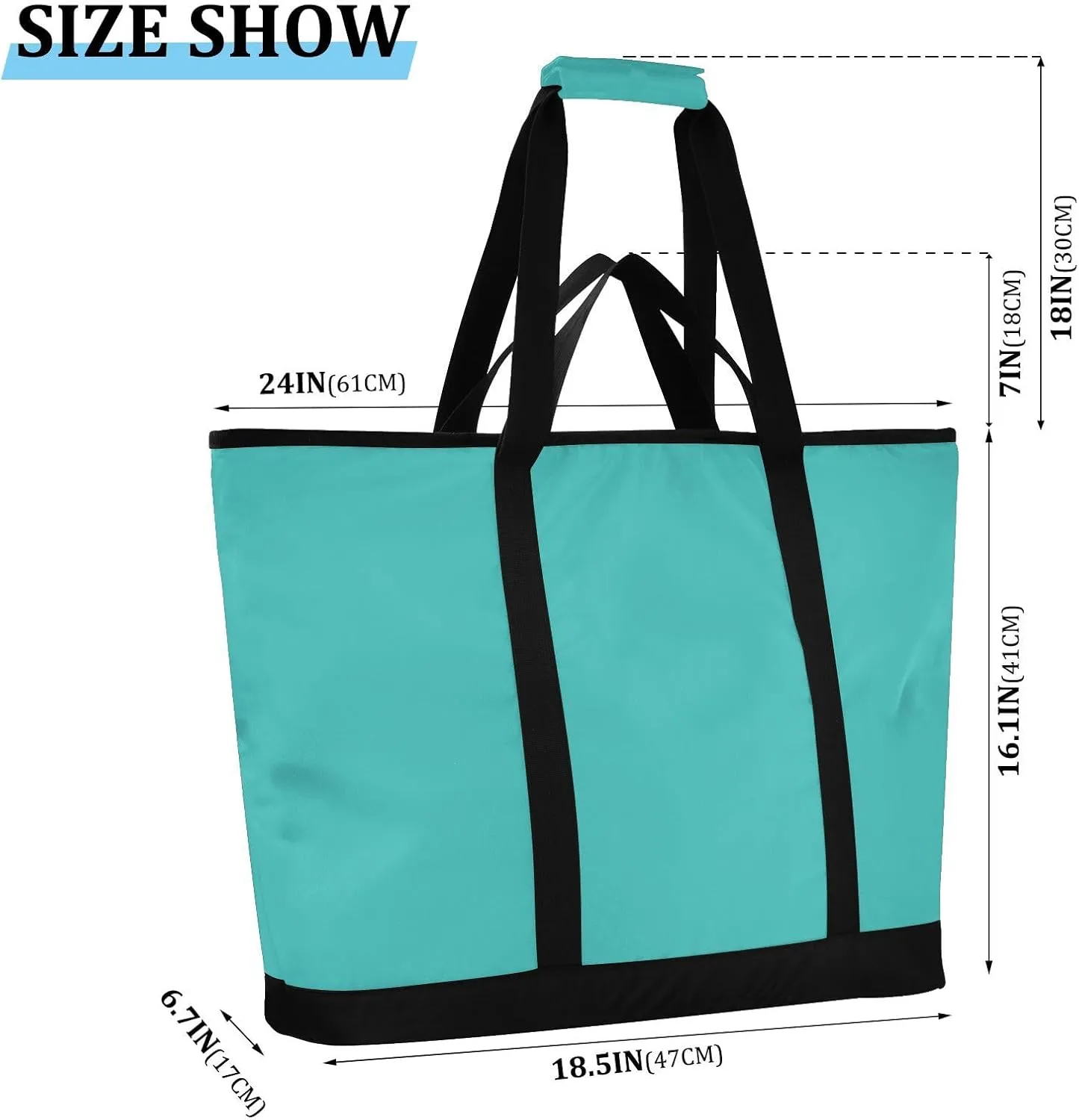 Insulated Cooler Bag with Zipper Hot or Cold Carrier Portable Travel Insulated Bag for Shopping Food Travel Beach Camping