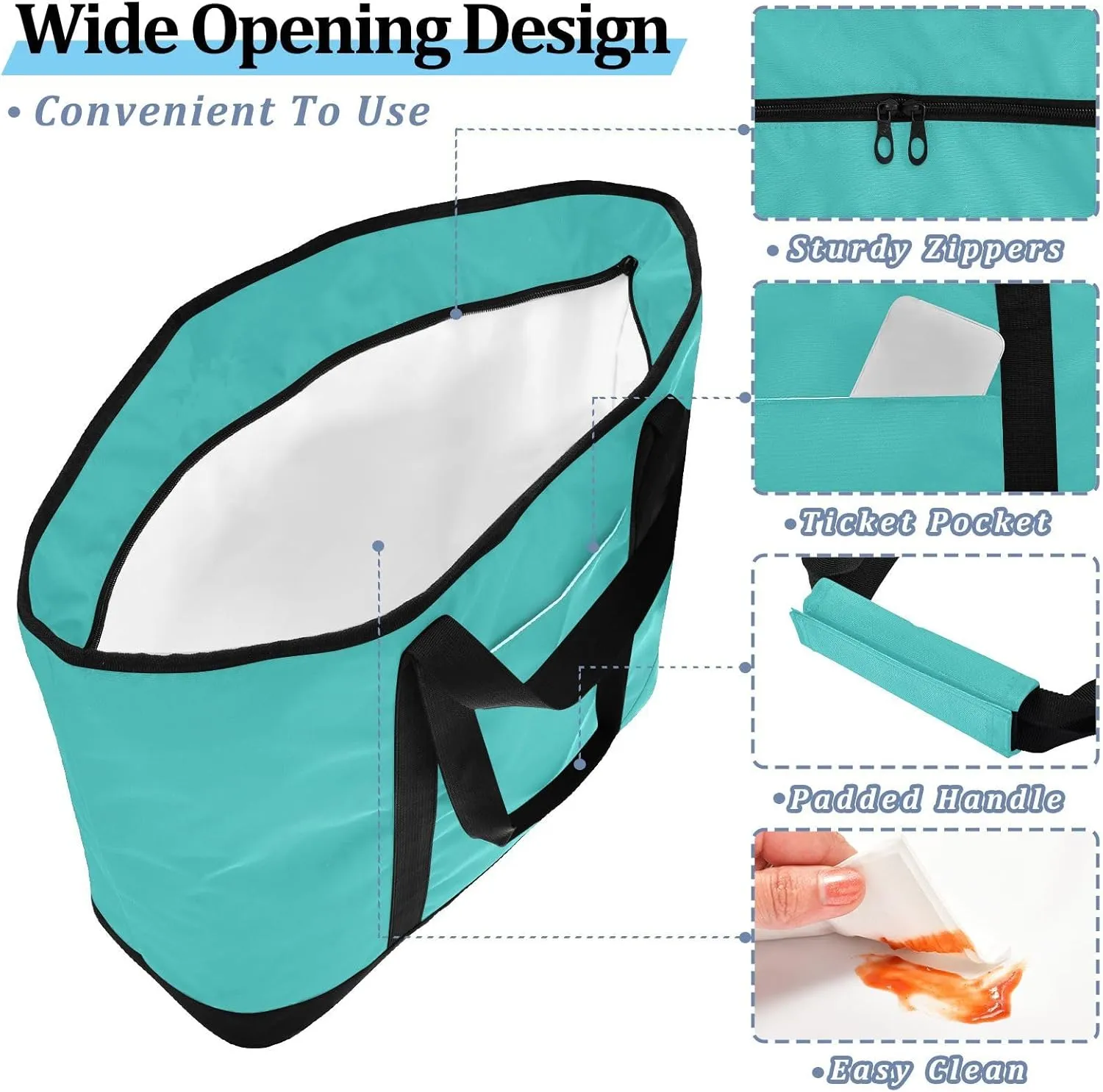 Insulated Cooler Bag with Zipper Hot or Cold Carrier Portable Travel Insulated Bag for Shopping Food Travel Beach Camping