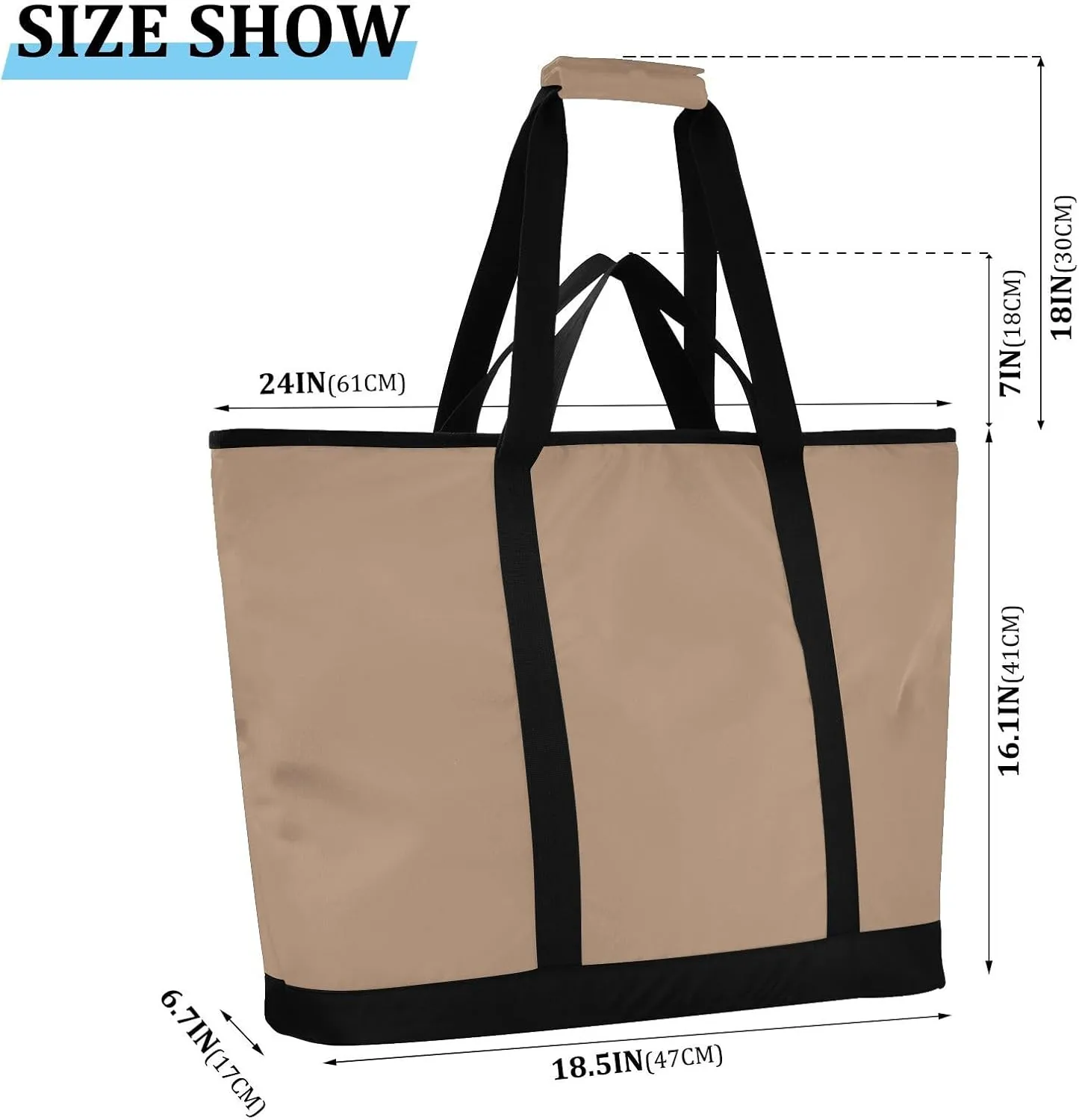 Insulated Cooler Bag with Zipper Hot or Cold Carrier Portable Travel Insulated Bag for Shopping Food Travel Beach Camping