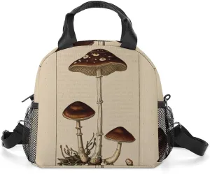 Insulated Lunch Bag for Women Men Vintage Fungus Plant Illustrations Lunch Box Leakproof Cooler Tote Bag Reusable Insulated Lunchbox Protable Lunch Tote Bag for Work Office Picnic
