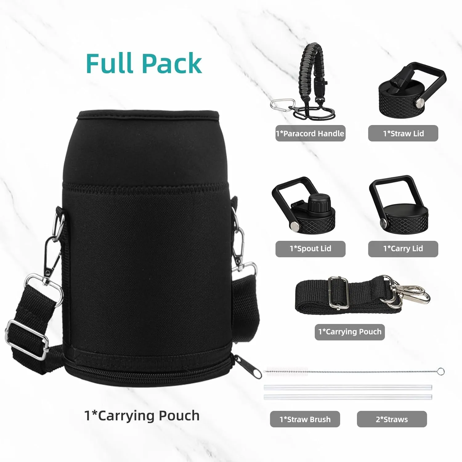 Insulated Water Bottle with Straw,87 oz 3 Lids Water Jug with Carrying Bag,Paracord Handle,Double Wall Vacuum Stainless Steel Metal Flask,Dark Red