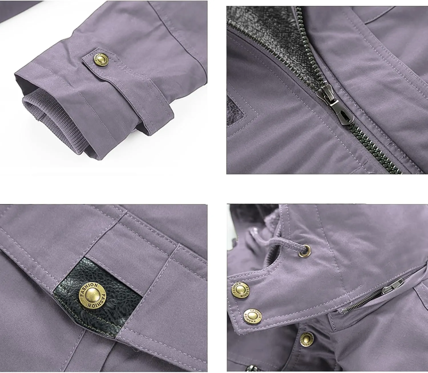 INVACHI Men's Winter Jacket Cotton Military Jackets Fleece Lined Thick Work Coats Warm Cargo Jackets with Hooded Pockets