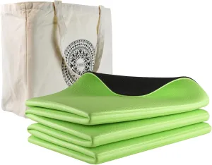 iodoo Foldable Yoga Mat 72" L x 32" W x 0.32 Inch Extra Thicked and Wided with Canvas Bag, Folding Yoga Mat for Travel with Canvas Carrying Bag, Non-Slip TPE Exercise Pilates Mat