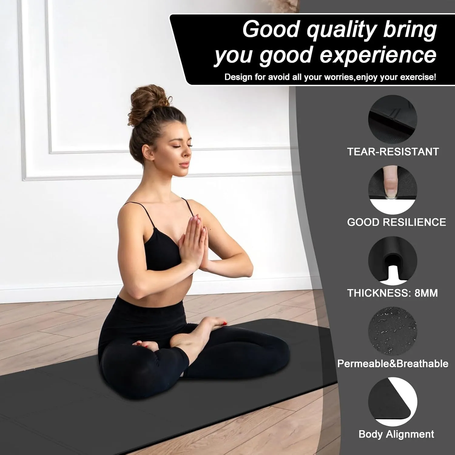 iodoo Foldable Yoga Mat 72" L x 32" W x 0.32 Inch Extra Thicked and Wided with Canvas Bag, Folding Yoga Mat for Travel with Canvas Carrying Bag, Non-Slip TPE Exercise Pilates Mat