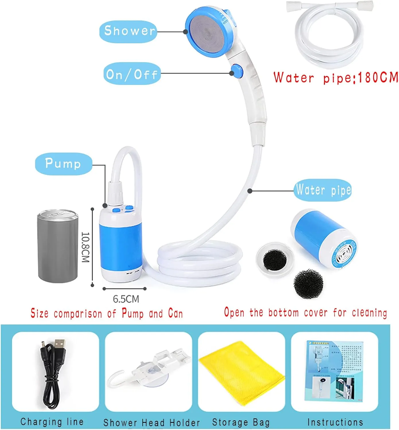 Iron Hammer Camp Shower Portable Shower Camping Shower Outdoor Camp Shower Head for Camping