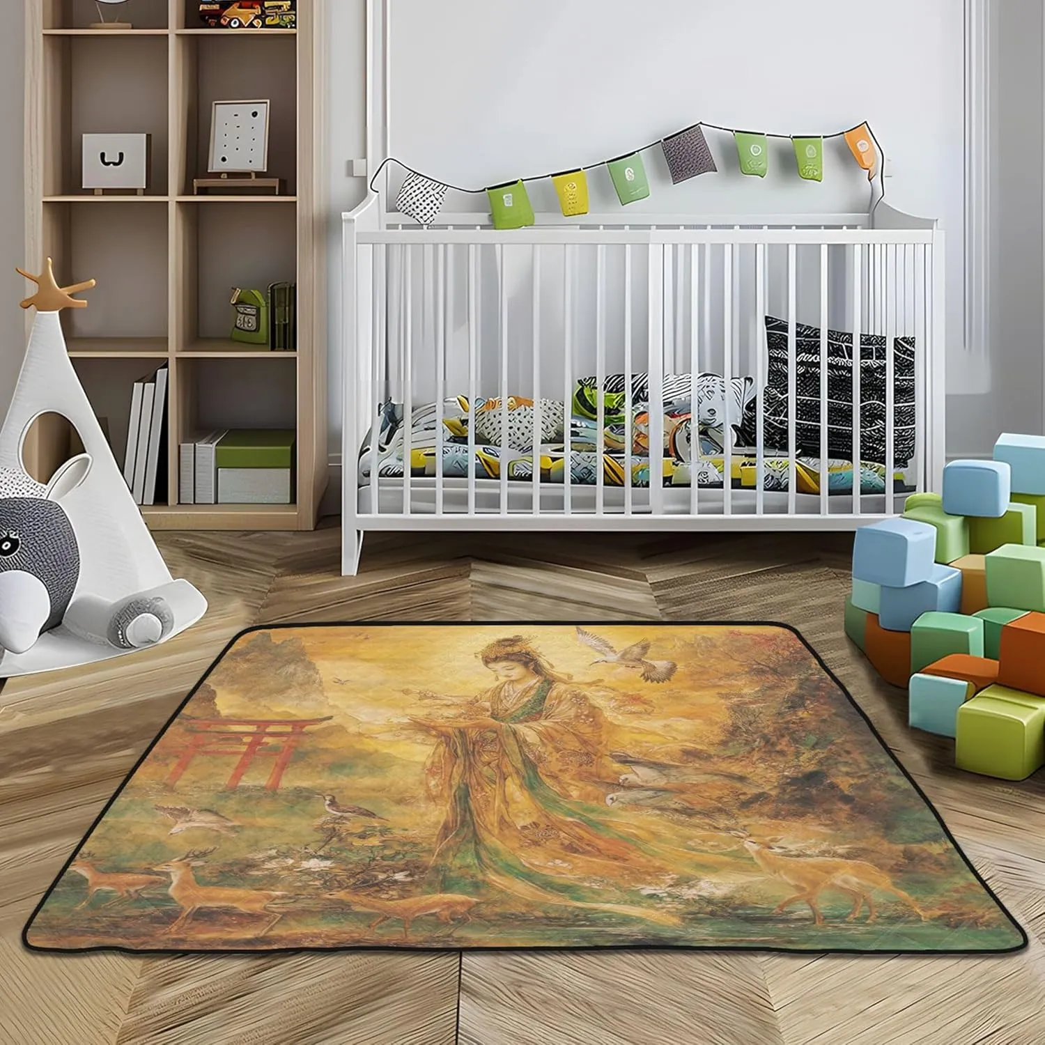 Japanese Style Soft Foam Baby Activity Play Mat for Floor Cozy Breathable Padded Play Mat for Baby Kids Toddlers Infants, 50'' x 50''