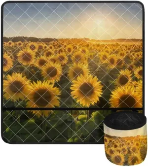 Jeiento Sunset Yellow Sunflower Sewing Machine Mat with Pockets, Non Slip, Home Decor