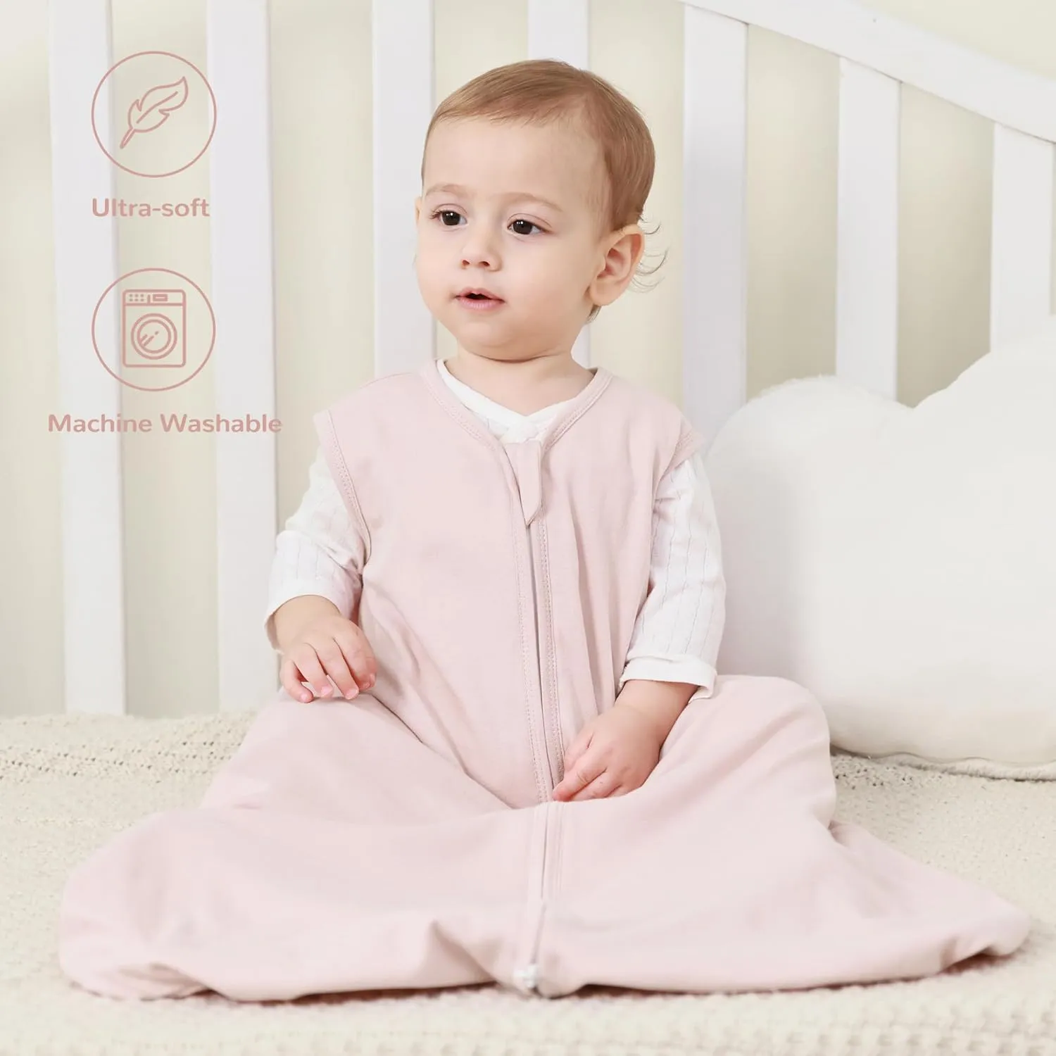 JELLYMONI Baby Sleep Sack 0-6 Months 100% Cotton Wearable Blanket, 0.5 TOG Soft Lightweight Toddler Sleeping Sack 3 Pack 2-Way Zipper Newborn Sleep Sacks