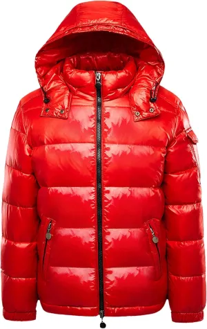 JEsilunmaMY Men's Thermal Shiny Hooded Puffer Jacket Winter Coats Water-Resistant Down Coats Insulated Padded Puffy Coat
