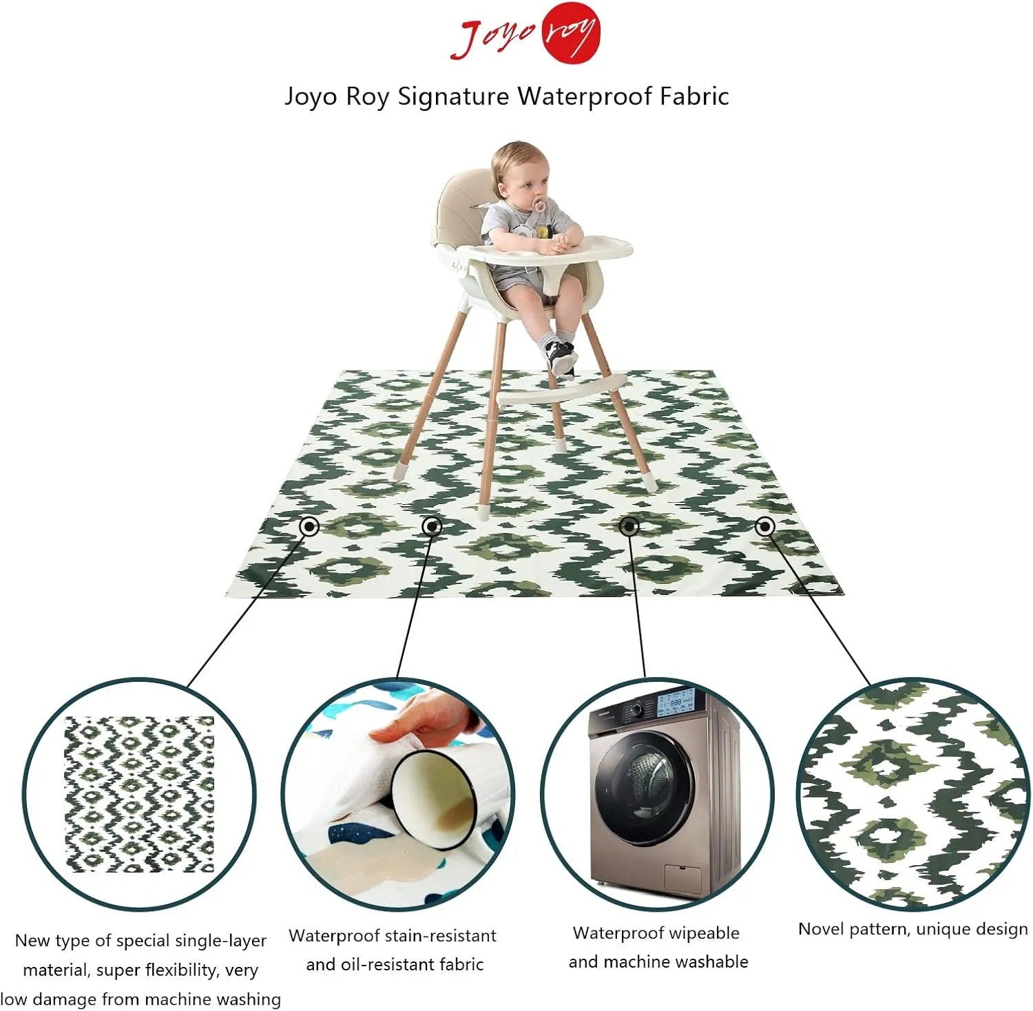 Joyo roy 135x140 cm Baby Floor Mat Splat Mat High Chair Mat Waterproof Mat Play Mat for Toddlers Splat Mat for Under High Chair Kids Placemats for Dining Table High Chair Mat for Floor Mat Under High