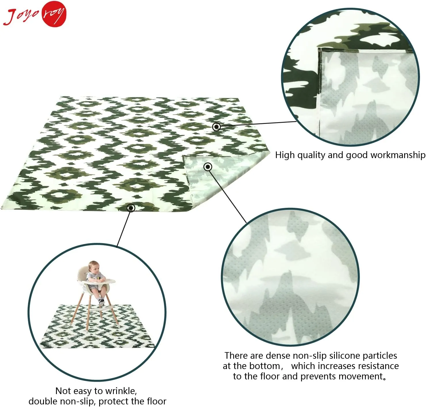 Joyo roy 135x140 cm Baby Floor Mat Splat Mat High Chair Mat Waterproof Mat Play Mat for Toddlers Splat Mat for Under High Chair Kids Placemats for Dining Table High Chair Mat for Floor Mat Under High