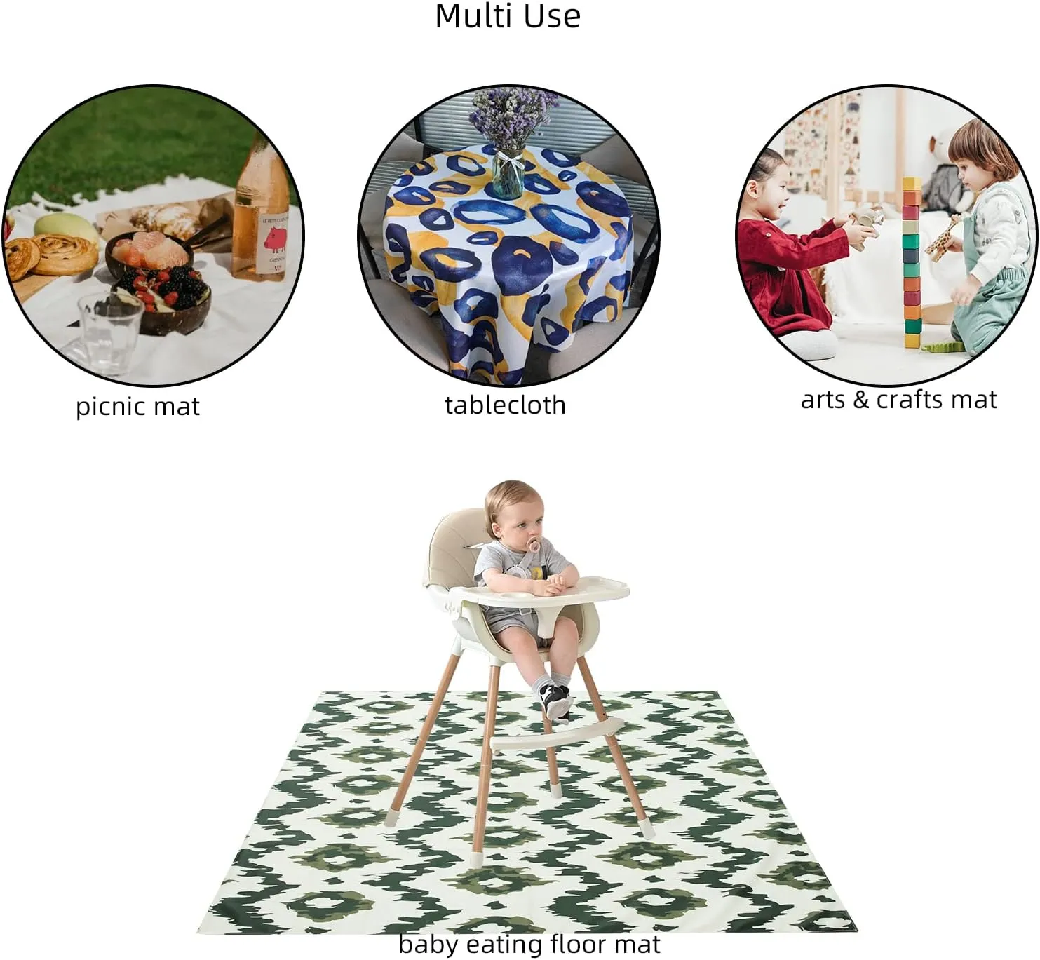 Joyo roy 135x140 cm Baby Floor Mat Splat Mat High Chair Mat Waterproof Mat Play Mat for Toddlers Splat Mat for Under High Chair Kids Placemats for Dining Table High Chair Mat for Floor Mat Under High