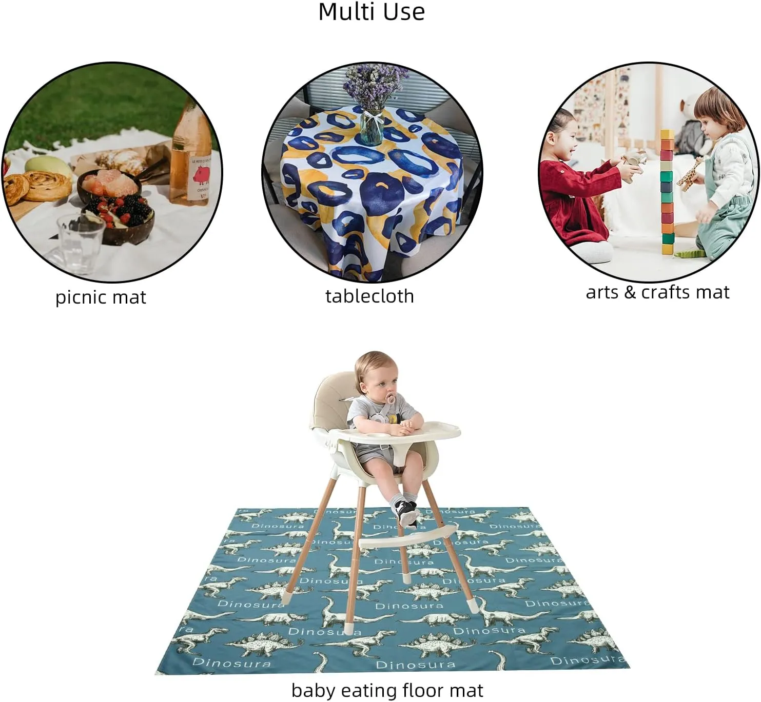 Joyo roy 135x140 cm Floor Mat Splat Mat High Chair Mat Waterproof Mat Play Mat for Toddlers Splat Mat for Under High Chair Kids Placemats for Dining Table High Chair Mat for Floor Mat for Under High