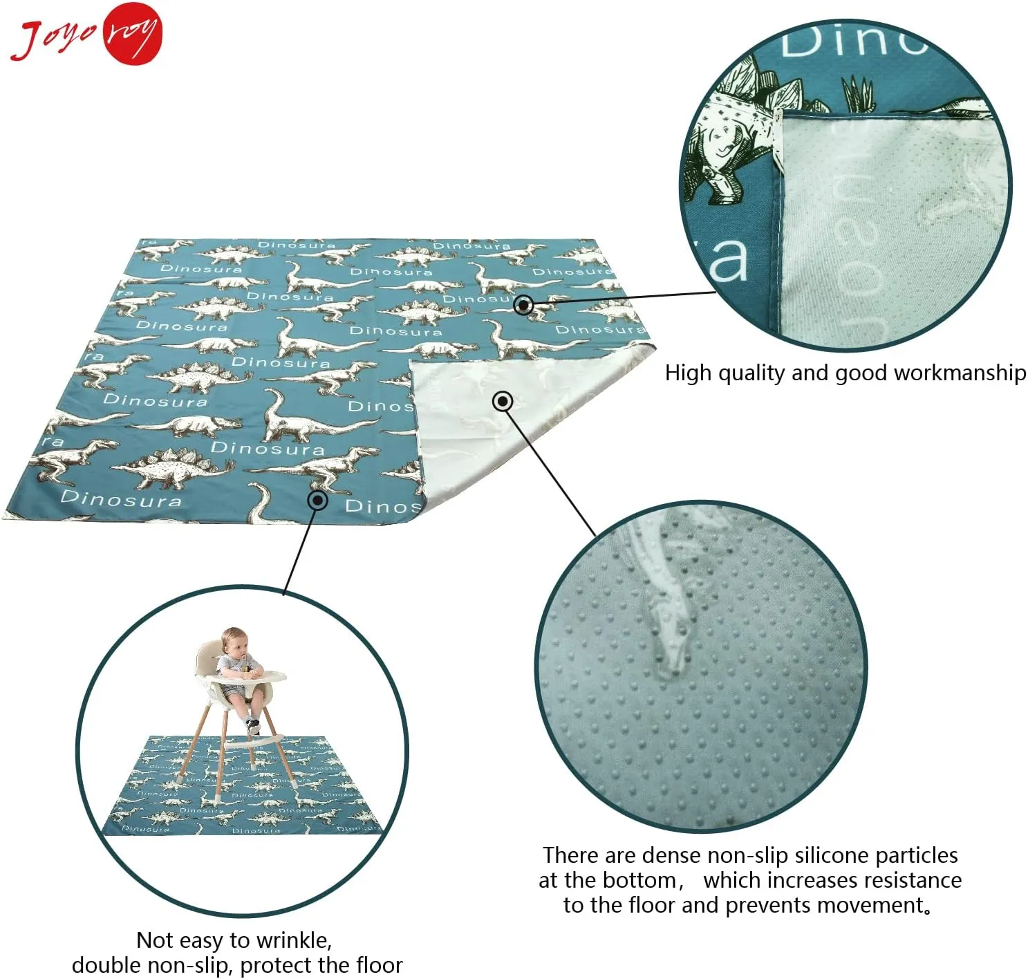 Joyo roy 135x140 cm Floor Mat Splat Mat High Chair Mat Waterproof Mat Play Mat for Toddlers Splat Mat for Under High Chair Kids Placemats for Dining Table High Chair Mat for Floor Mat for Under High