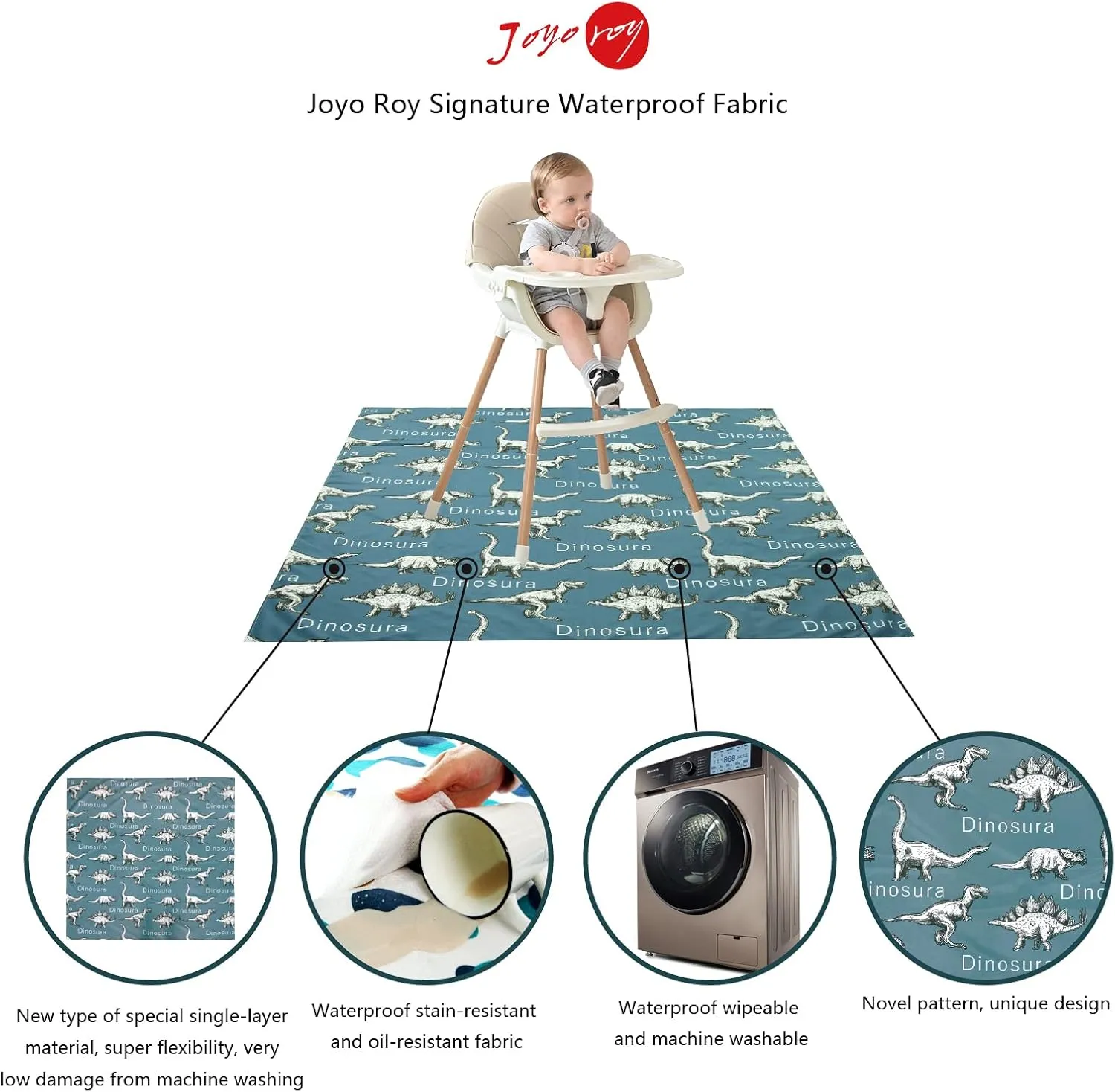 Joyo roy 135x140 cm Floor Mat Splat Mat High Chair Mat Waterproof Mat Play Mat for Toddlers Splat Mat for Under High Chair Kids Placemats for Dining Table High Chair Mat for Floor Mat for Under High
