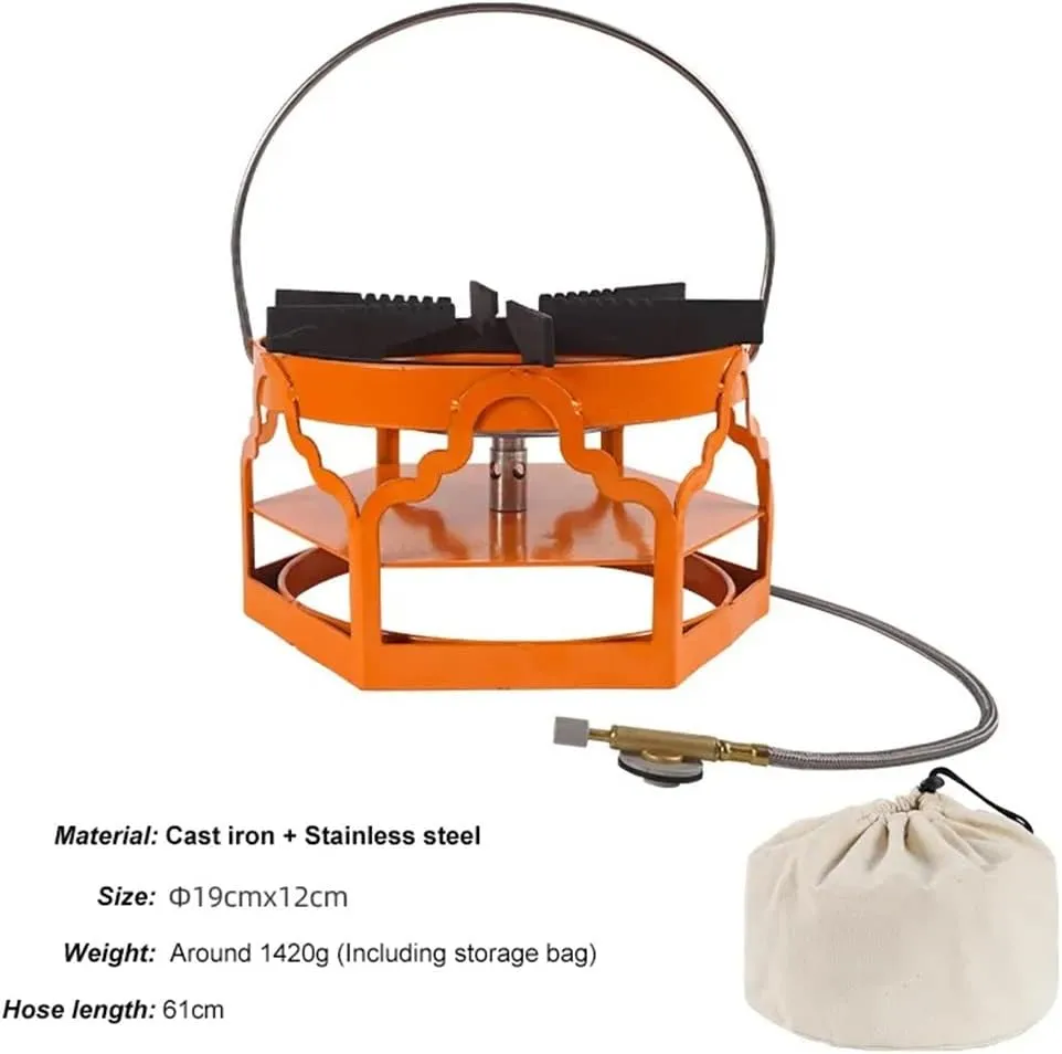 JSEIAJB Portable Camping Fire Stove Carbon Steel Portable Outdoor Household Stove High Power Hexagonal Camping Gas Stove
