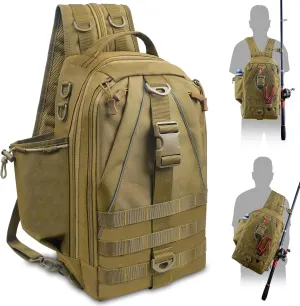 JSHANMEI Fishing Backpack Outdoor Waterproof Lightweight Fishing Gear Tackle Box Storage Bag Tackle Backpack with Rod Holder, Versatile Bag for Hiking Hunting, Gifts for Men, Size Large