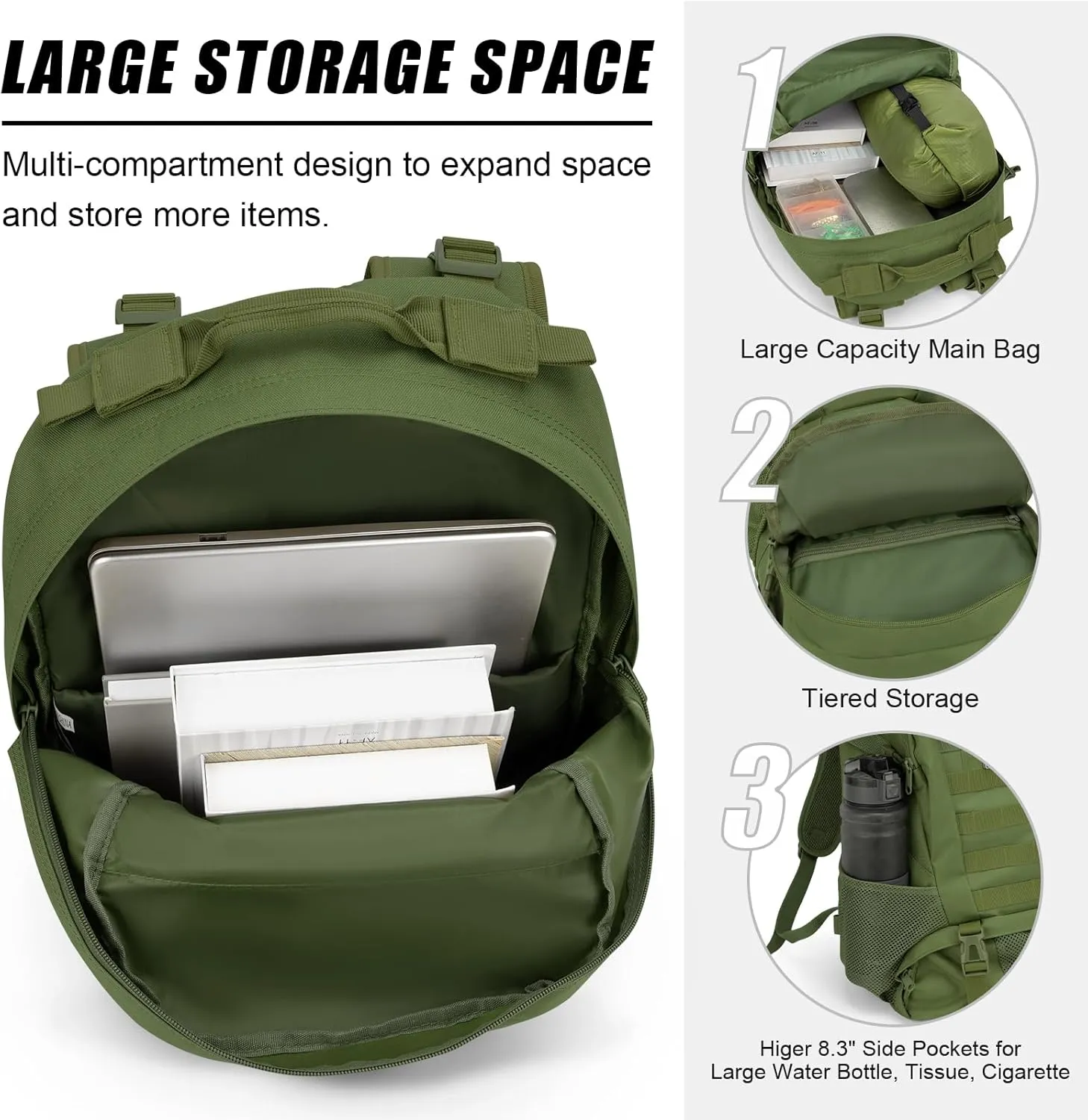 Jueachy Tactical Backpack for Men Hiking Day Pack Molle Military Rucksack Waterproof 30L EDC Bag with USA Flag Patch
