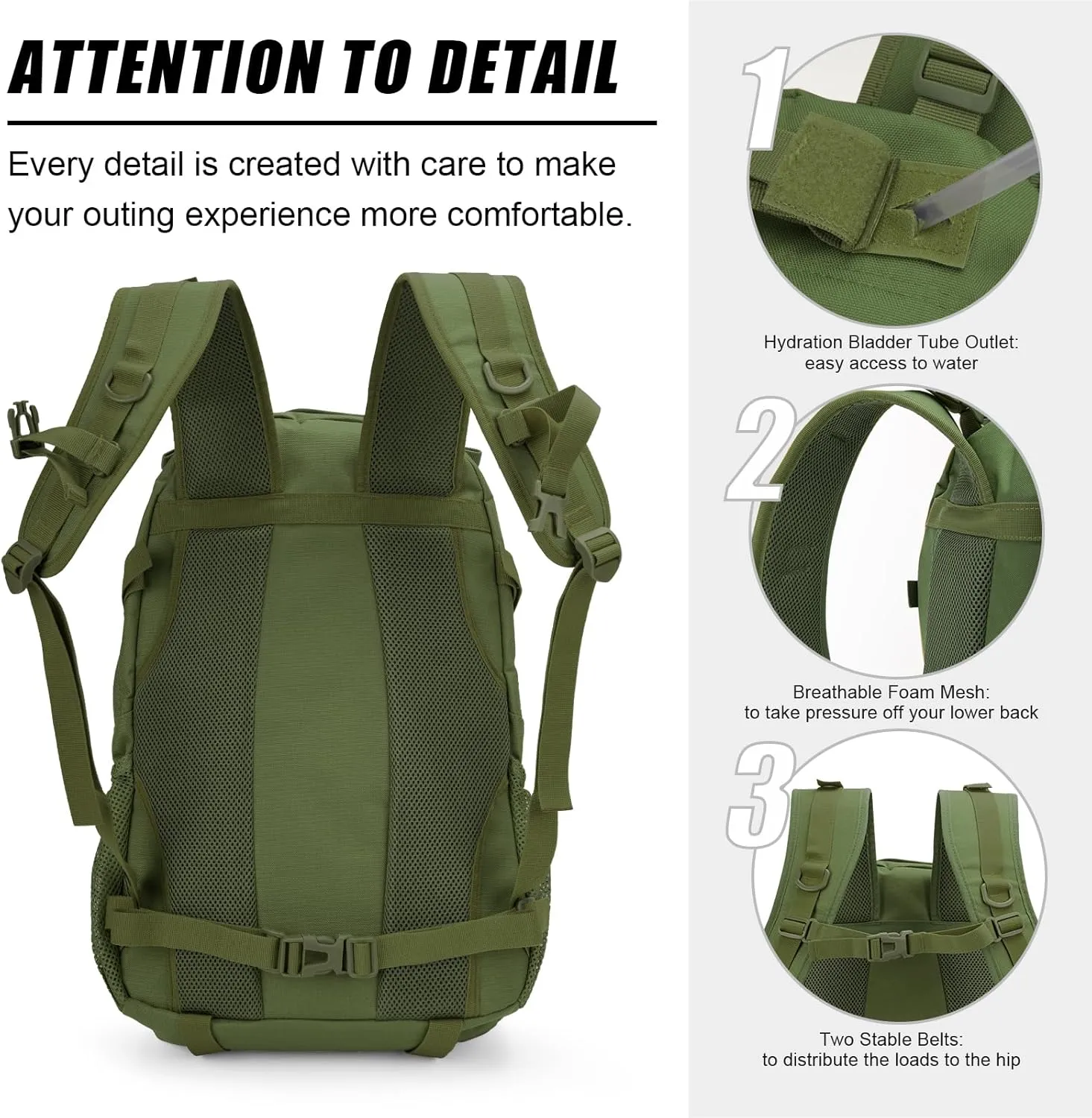 Jueachy Tactical Backpack for Men Hiking Day Pack Molle Military Rucksack Waterproof 30L EDC Bag with USA Flag Patch