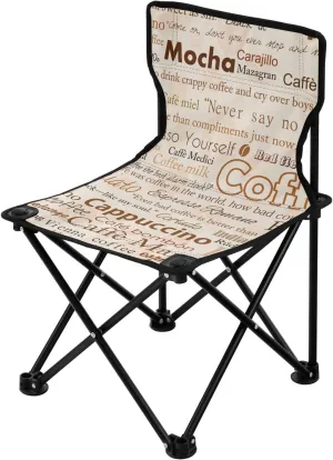 JUNZAN Foldable Coffee's Name Ultralight Camp Chair Ultralight Folding Backpack Chair with Carrying Bag Outdoor Chairs for Concert Picnic