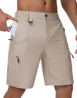 JWM Men's 9" Hiking Cargo Shorts - Lightweight Stretch Qucik Dry Casual Travel Golf Work Fishing Shorts with 5 Zipper Pockets