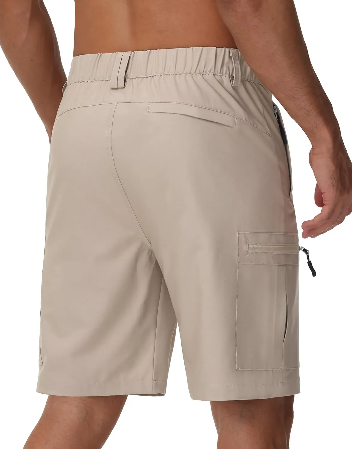 JWM Men's 9" Hiking Cargo Shorts - Lightweight Stretch Qucik Dry Casual Travel Golf Work Fishing Shorts with 5 Zipper Pockets