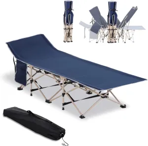 Kaimei Elevated Camp Cot with Headrest - Portable Folding Camping Bed with Carrying Bag for Adults, Backpacking, Hiking, Travel