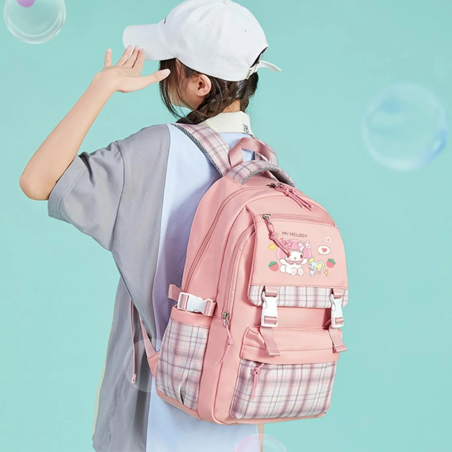 Kawaii Backpack for Girls Boys, Cute Backpack Kawaii School Supplies Purse Aesthetic Bookbag for Hiking Travel School Bag (Pink)