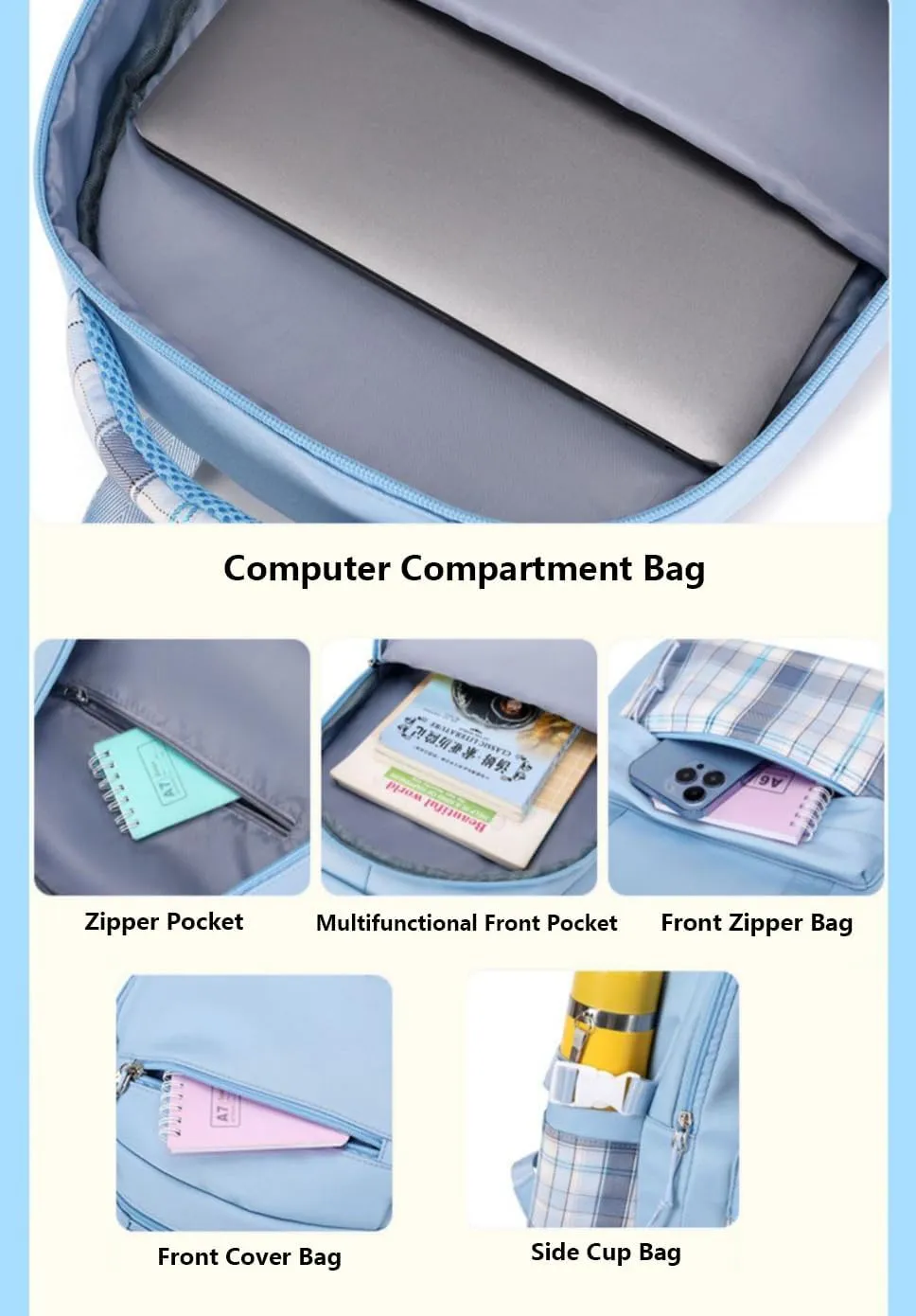 Kawaii Backpack Large Capacity Backpack Girl's Backpack Suitable for Daily Use on School Excursions with Cute Pendant