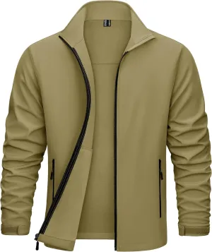 KEFITEVD Men's Tactical Jacket Fleece Lined Softshell Jackets Waterproof Stand Collar Jacket Outdoor Hunting Coat
