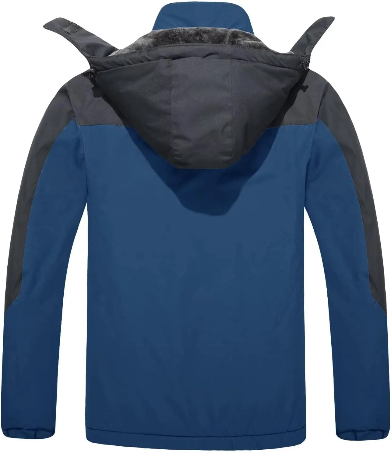 KEFITEVD Men's Waterproof Ski Snow Jacket Snowboarding Jackets Windproof Fleece Warm Heavy Hooded Coat Mountain Rain Jacket