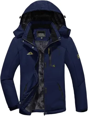 KEFITEVD Women's Waterproof Ski Snow Jacket Snowboarding Jackets Windproof Fleece Warm Heavy Hooded Coat Mountain Rain Jacket