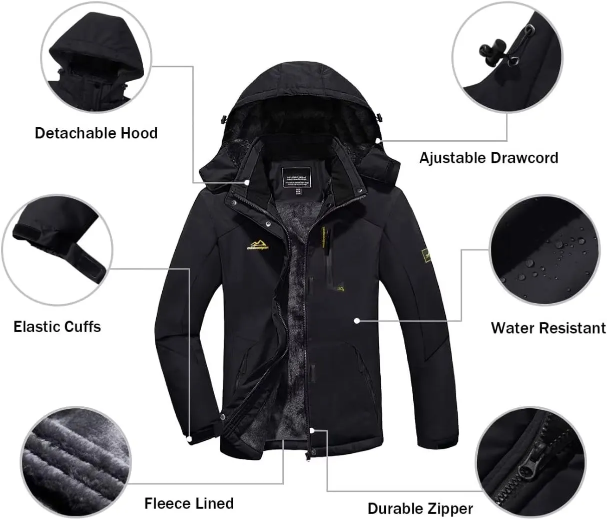 KEFITEVD Women's Waterproof Ski Snow Jacket Snowboarding Jackets Windproof Fleece Warm Heavy Hooded Coat Mountain Rain Jacket