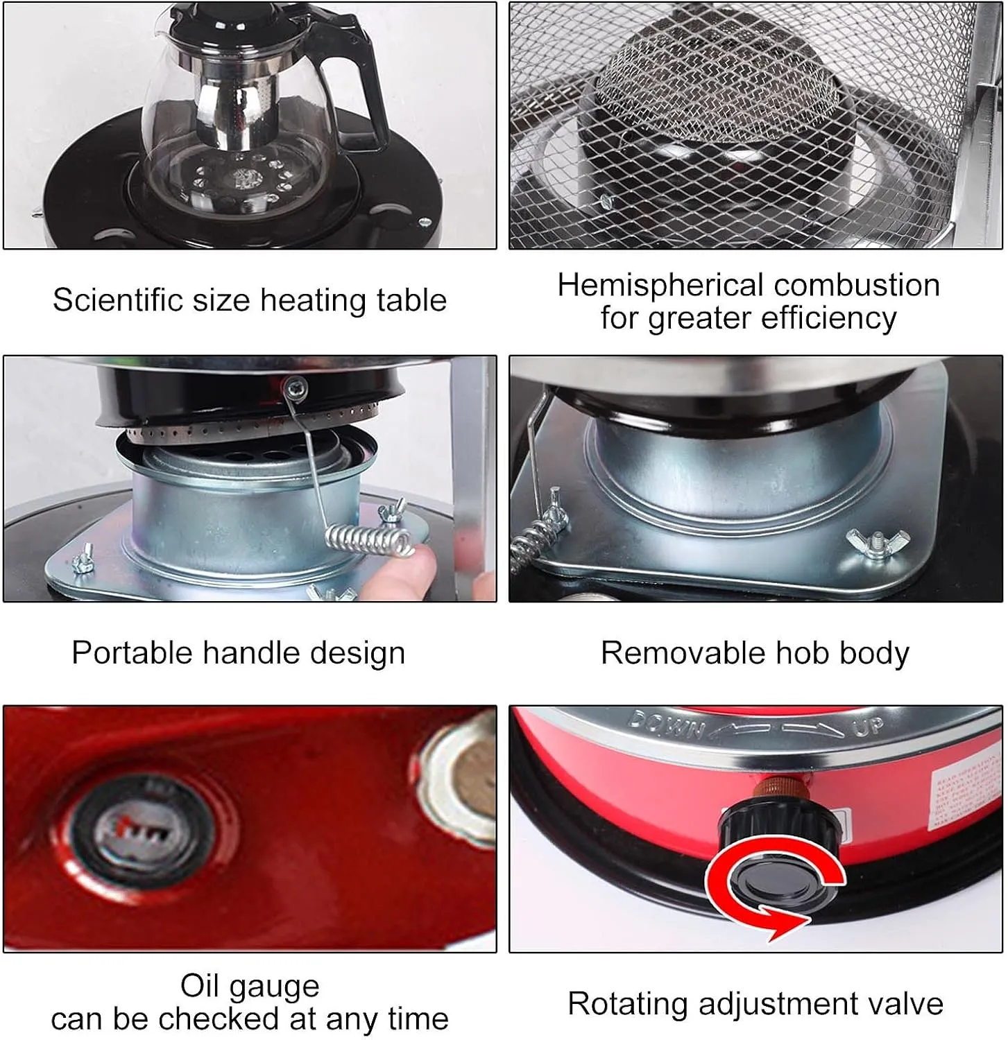 Kerosene Stove 4.6l/6l,Indoor Without Electricity Mobile Kerosene Heater,Portable Petroleum Stove,Outdoor Camping Tent Efficient Paraffin Heater,With Storage Bag and 5 Wicks,4.6L-Red