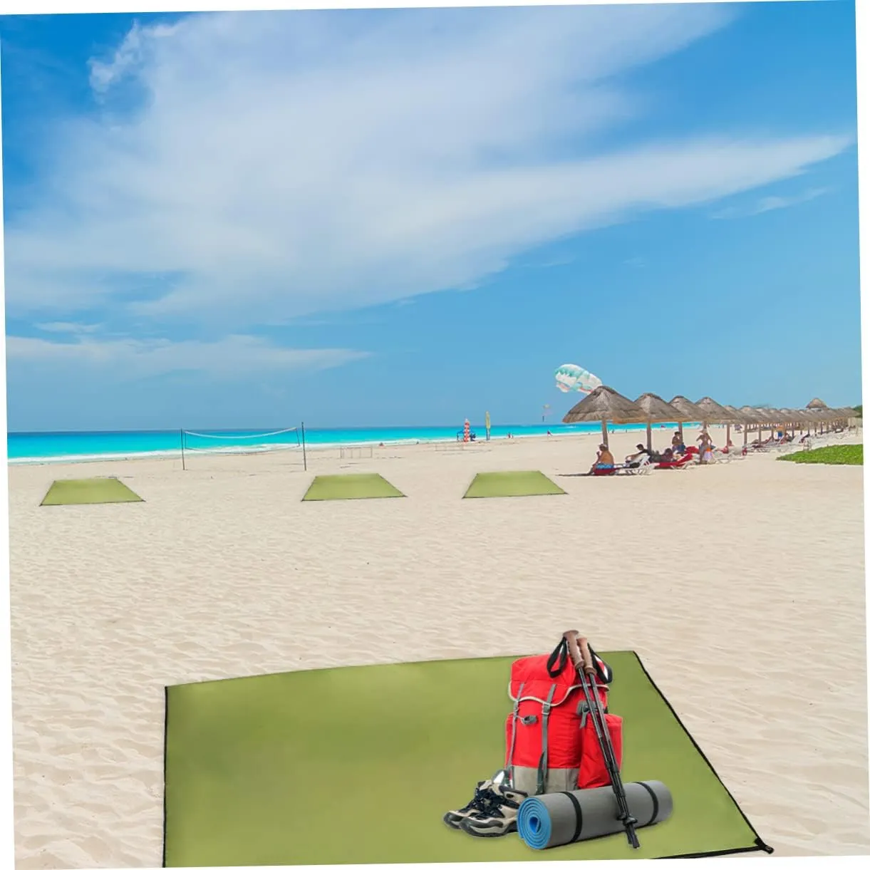 KESYOO 1pc Outdoor Camping Beach Mat Waterproof Ground Mat Weatherproof Sand Tent for Camping Picnic Mats Camping Mats for Outside Thick Blankets Breathable Portable Pad Large Green Cloth