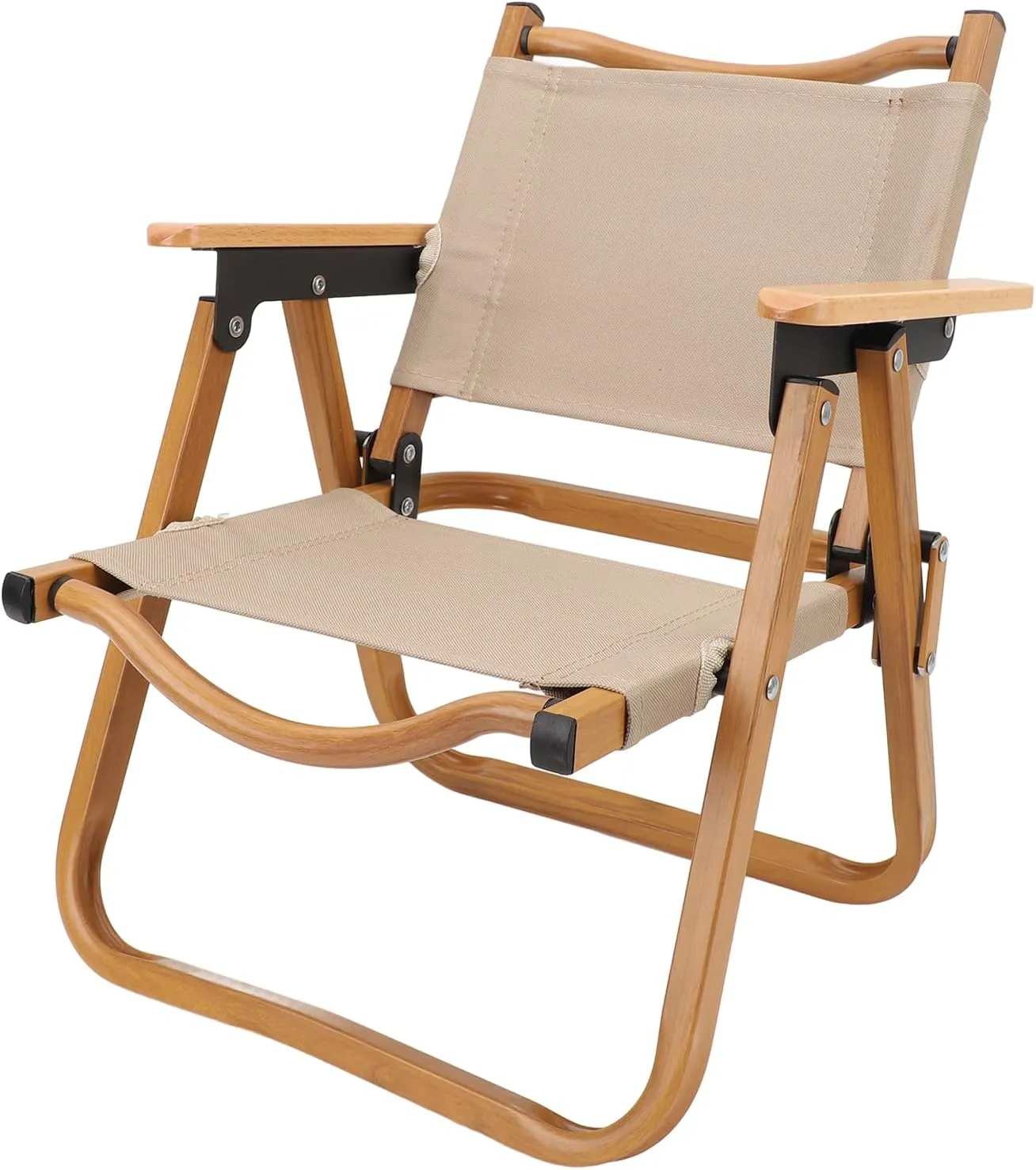 Kids Camping Chair Stylish Foldable for Outdoor Adventures Aluminum Alloy Wood Grain Canvas Portable Camp Chair for Children Under 6 Years Old