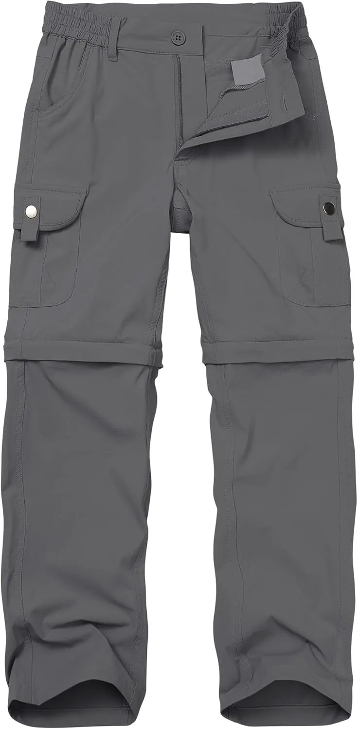 Kids' Cargo Pants, Boys Convertible Hiking Pants, Boy Zip Off Outdoor Casual Pants Quick Dry Climbing Trousers for Youth