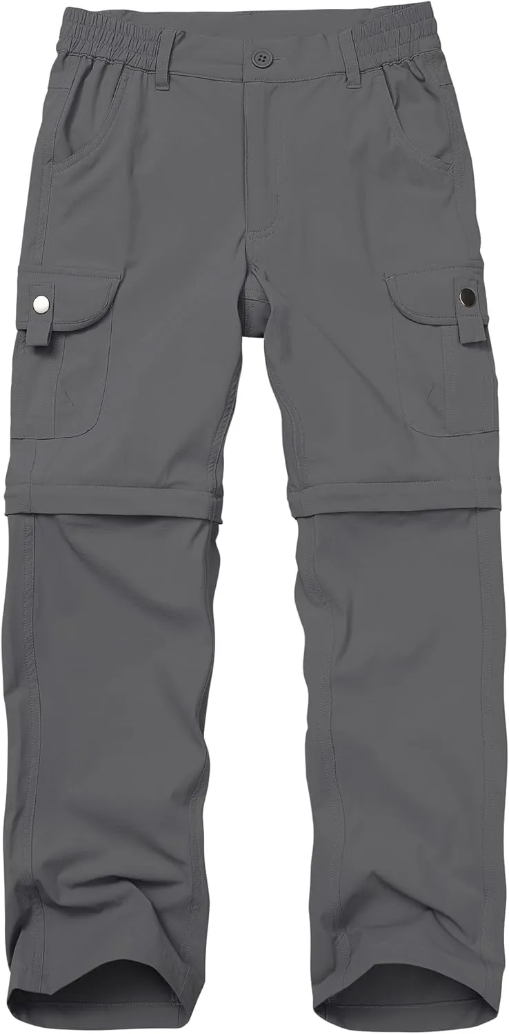 Kids' Cargo Pants, Boys Convertible Hiking Pants, Boy Zip Off Outdoor Casual Pants Quick Dry Climbing Trousers for Youth