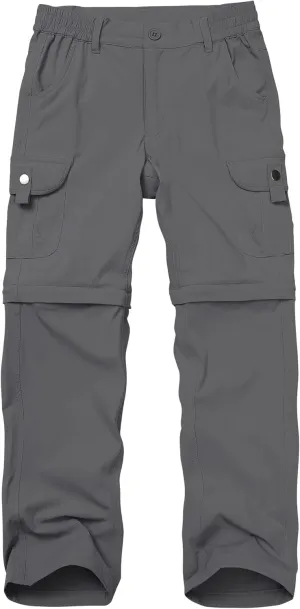Kids' Cargo Pants, Boys Convertible Hiking Pants, Boy Zip Off Outdoor Casual Pants Quick Dry Climbing Trousers for Youth