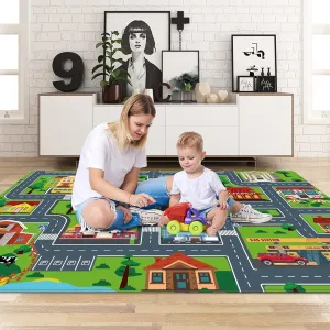 Kids Carpet Playmat, Kids Play Rug for Playroom, Kids Car Mat Rug, Kids Play Rugs Town City Road Map Rug, Extra Large Boys Kids Car Track Play Rug Bedroom, Living Room, 59 X 39.4 Inch