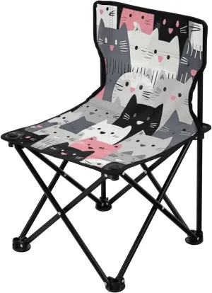 Kigai Folding Camping Chair Heavy Duty Chair Ultralight Compact Portable Beach Chair for Outdoor Camp, Hiking, Travel, Beach, Sporting Event and Picnic, Cute Cats