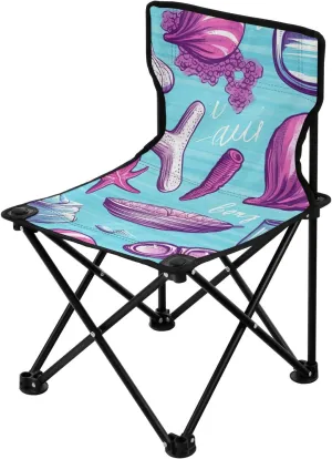 Kigai Folding Camping Chair Heavy Duty Chair Ultralight Compact Portable Beach Chair for Outdoor Camp, Hiking, Travel, Beach, Sporting Event and Picnic, Seashell Pattern