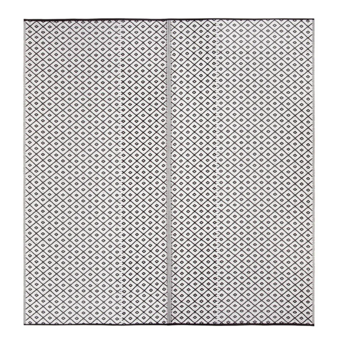 Kimberley Black & White Square Diamond Pattern Foldable Waterproof Caravan Outside Mat - 270x270 CM